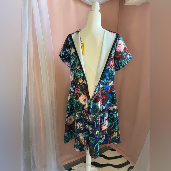 NWT Alexia Admor LUCIANA DRESS V-Neck Multi Floral Short Sleeve Flare Mini :BB71 - Picture 9 of 12